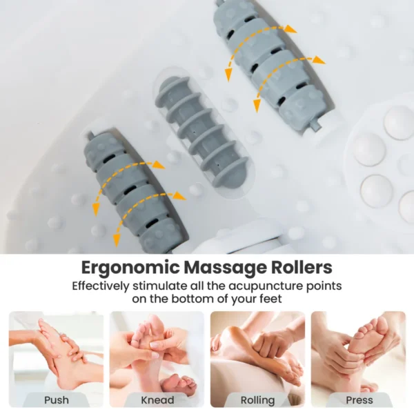 Voetbad elektrisch massageapparaat met watermassage voetmassageapparaat voetbad met pedicure puimsteen en rollen en massageknopen grijs 4