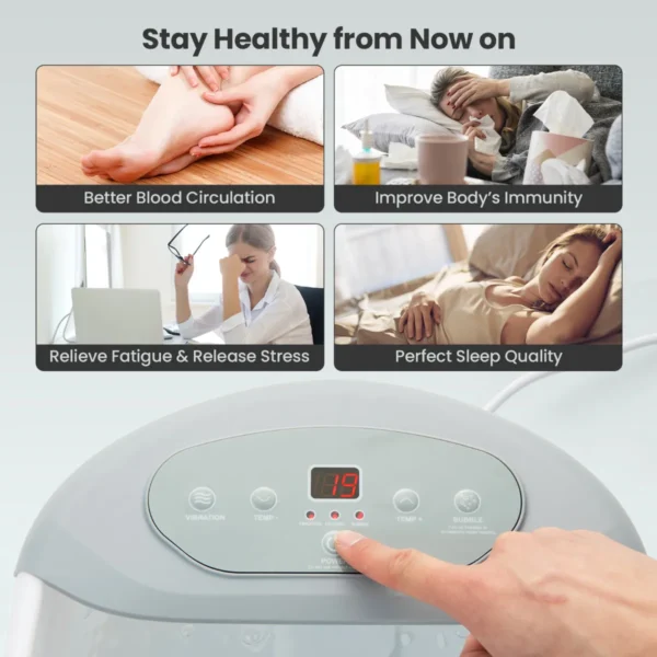 Voetbad elektrisch massageapparaat met watermassage voetmassageapparaat voetbad met pedicure puimsteen en rollen en massageknopen grijs 7
