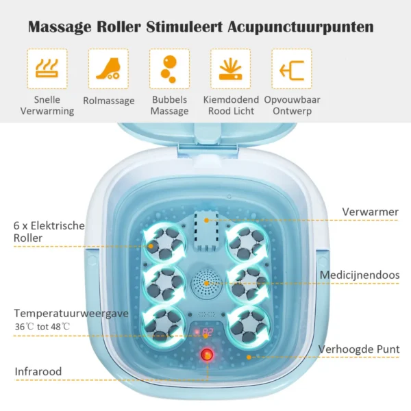 Voetbad massager opvouwbaar met afstandsbediening voetbad whirlpool 42 x 40 x 24 cm blauw 4