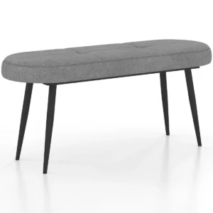 Voetenbank 113 cm bedbank met sponskussen massief metalen poten 300 kg belastbaar schoenenbank voor entree grijs 1