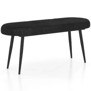 Voetenbank 113 cm bedbank met sponskussen massief metalen poten 300 kg belastbaar schoenenbank voor entree zwart 1
