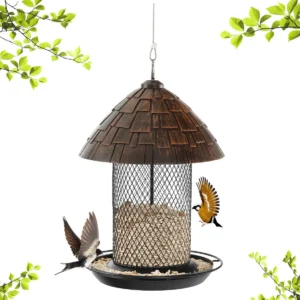 Vogelvoederhuis om op te hangen metalen voederdispenser met zitstang vogelvoederstation voor tuin balkon 1