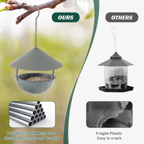 Vogelvoederhuis om op te hangen vogelvoederdispenser & vogelbad voor buiten 2 in 1 voederhuisje voor zaden of water 6