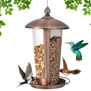 Vogelvoederhuisje om op te hangen 2 buizen voor verschillende vogelzaden metalen vogelvoederdispenser voederhuisje vogelvoederstation 1