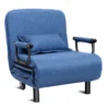 Vouwbare bank enkele armleunstoel 3 in 1 converteerbare slaper comfortabele ligstoel relax fauteuil verstelbare rugleuning blauw 1