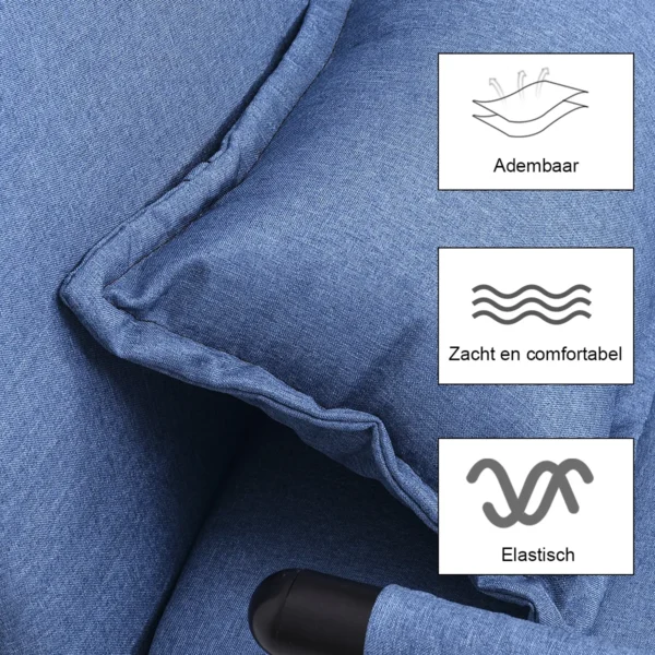 Vouwbare bank enkele armleunstoel 3 in 1 converteerbare slaper comfortabele ligstoel relax fauteuil verstelbare rugleuning blauw 3