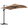 Vrijhangende parasol met kruisvoet 360° draaibare zweefparasol 5 voudig verstelbare helling 8 ribben & zwengel bruin 1
