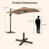 Vrijhangende parasol met kruisvoet 360° draaibare zweefparasol 5 voudig verstelbare helling 8 ribben & zwengel bruin 3