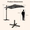 Vrijhangende parasol met kruisvoet 360° draaibare zweefparasol 5 voudig verstelbare helling 8 ribben & zwengel grijs 3