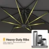 Vrijhangende parasol met kruisvoet 360° draaibare zweefparasol 5 voudig verstelbare helling 8 ribben & zwengel grijs 7
