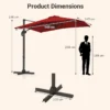 Vrijhangende parasol met kruisvoet 360° draaibare zweefparasol 5 voudig verstelbare helling 8 ribben & zwengel rood 3