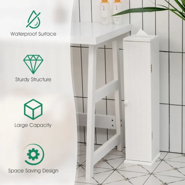 Vrijstaand tissue kast toilet tissue opberg toren toiletpapier houder met 3 afneembare planken wit 5