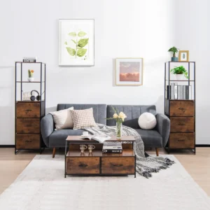 Vrijstaande boekenkast opbergkast met lades 43 x 39 x 156 cm bruin 1