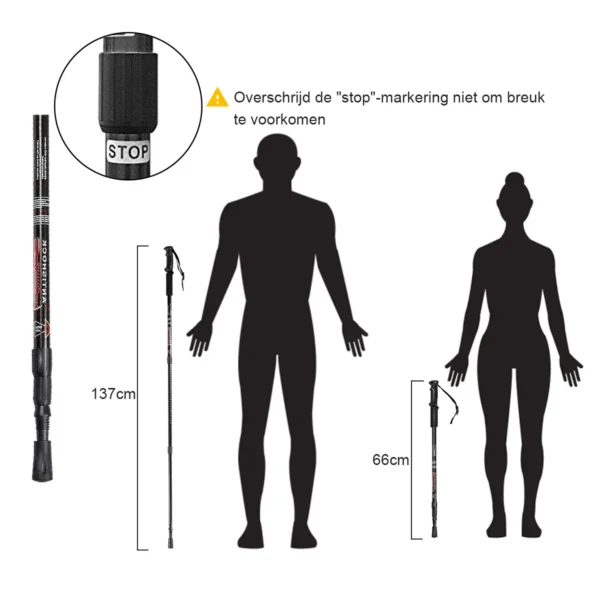 Wandelstokken 2 pak verstelbare anti schok wandelende klimstokken lichtgewicht sterke aluminium stokken verlengbare 66 137 cm 2