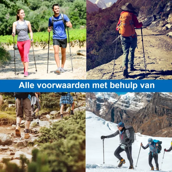 Wandelstokken 2 pak verstelbare anti schok wandelende klimstokken lichtgewicht sterke aluminium stokken verlengbare 66 137 cm 3