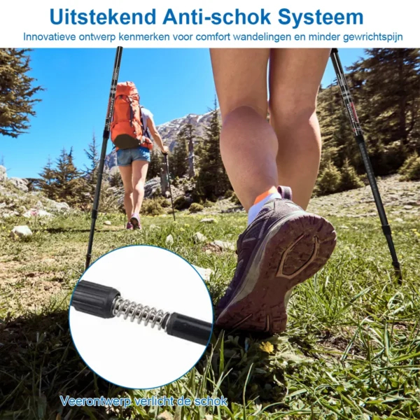 Wandelstokken 2 pak verstelbare anti schok wandelende klimstokken lichtgewicht sterke aluminium stokken verlengbare 66 137 cm 5