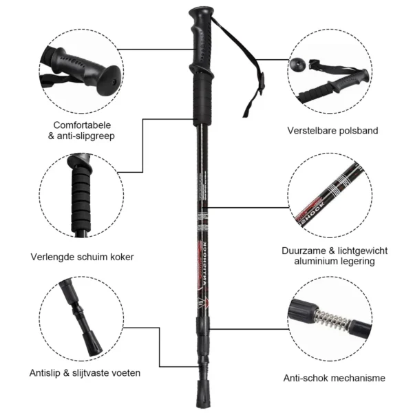 Wandelstokken 2 pak verstelbare anti schok wandelende klimstokken lichtgewicht sterke aluminium stokken verlengbare 66 137 cm 6