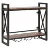 Wandgemonteerd wijnrek industrieel flessenrek met 2 legplanken 3 glashouders hangend wijnrek voor thuis bar keuken restaurant 1