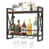 Wandgemonteerd wijnrek industrieel flessenrek met 2 legplanken 3 glashouders hangend wijnrek voor thuis bar keuken restaurant 2