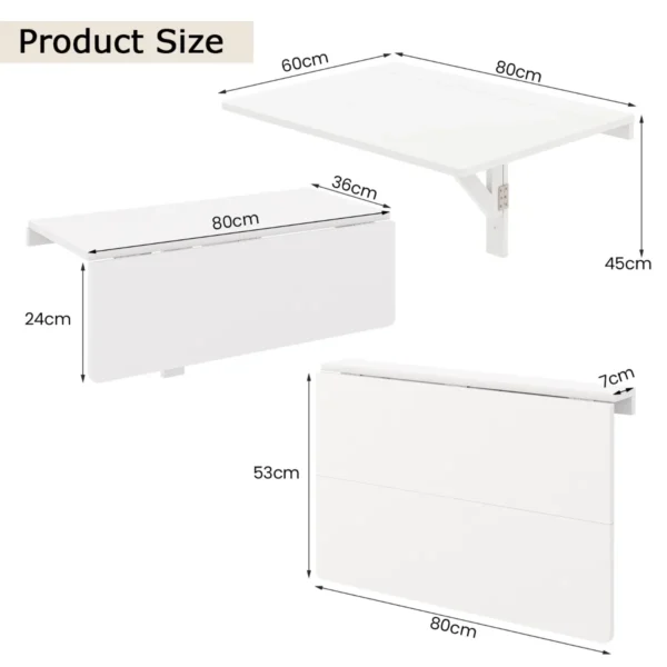 Wandgemonteerde klaptafel inklapbare wandtafel van grenenhout ruimtebesparende wandklaptafel voor keuken 80 x 60 cm wit 3