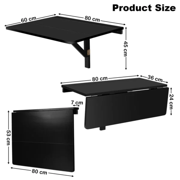 Wandgemonteerde klaptafel inklapbare wandtafel van grenenhout ruimtebesparende wandklaptafel voor keuken zwart 3