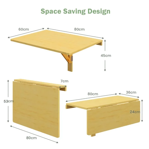 Wandgemonteerde klaptafel inklapbare wandtafel van grenenhout ruimtebesparende wandklaptafel voor woonkamer slaapkamer (natuur) 3