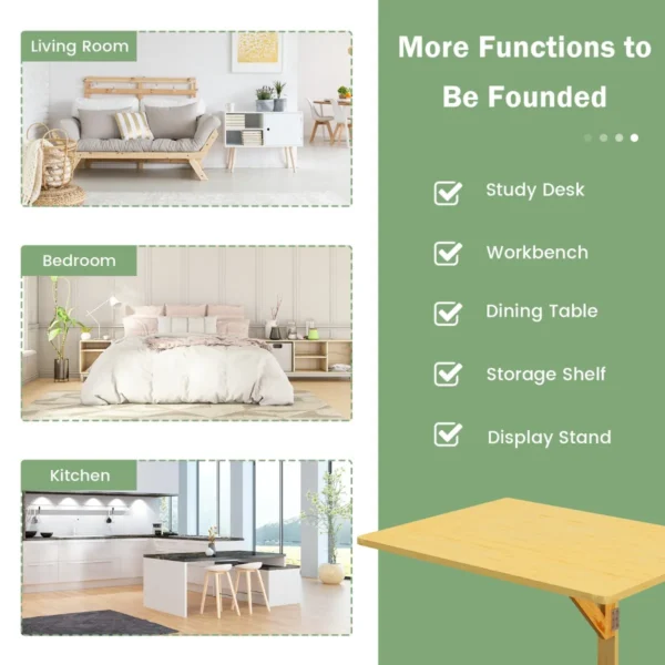 Wandgemonteerde klaptafel inklapbare wandtafel van grenenhout ruimtebesparende wandklaptafel voor woonkamer slaapkamer (natuur) 4