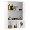 Wandkast spiegelkast badkamerkast wandkast met verstelbare plank & 3 open vakken 50 x 16 x 61 cm wit 1