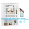 Wandkast spiegelkast badkamerkast wandkast met verstelbare plank & 3 open vakken 50 x 16 x 61 cm wit 5