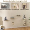 Wandkattenboom meubel met 4 niveaus hangmat krabplank & mat 2 springplatforms ruimtebesparende klimboom voor binnenkatten 4