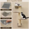 Wandkattenboom meubel met 4 niveaus hangmat krabplank & mat 2 springplatforms ruimtebesparende klimboom voor binnenkatten 6
