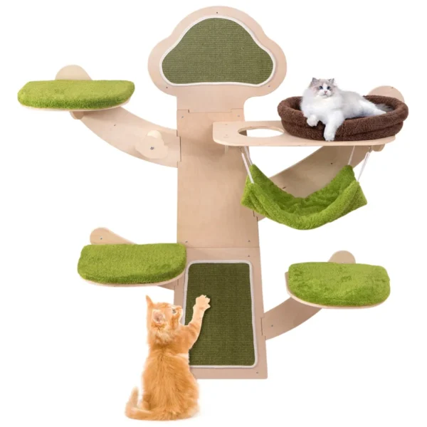 Wandkattenboom wandkattenplanken met bed hangmat krabpalen en sisalmat afwasbare gevoerde kussens 1