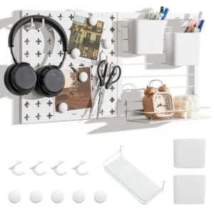 Wandrek met geperforeerde panelen gecombineerde wandorganisatieset voor keuken wandplank 61 x 30,5 cm wit 1