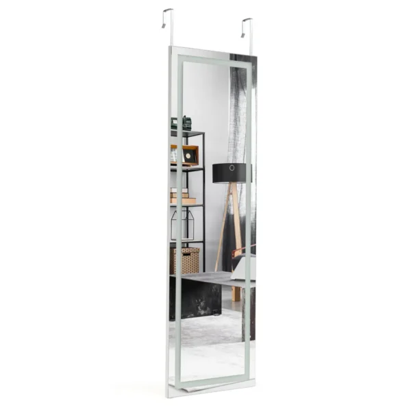 Wandspiegel 2 in 1 full body spiegel met 3 kleuren ledverlichting deurspiegel hangspiegel voor slaapkamer 120cm x 37cm wit 1