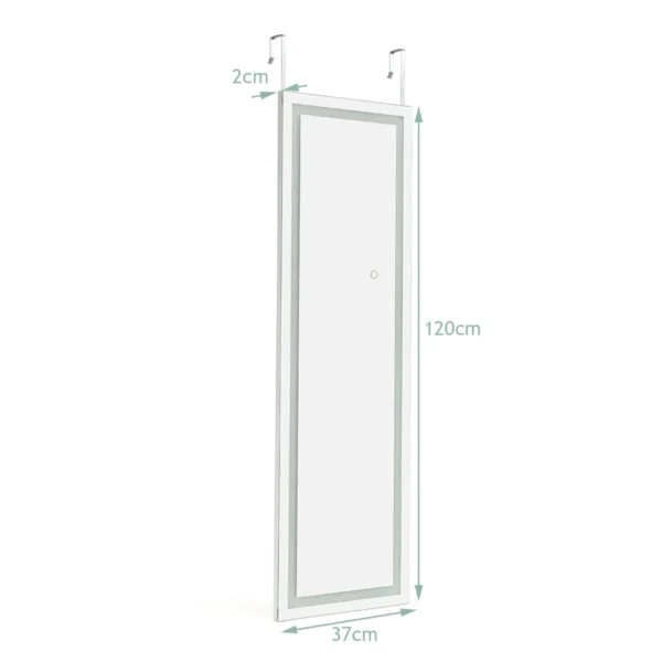 Wandspiegel 2 in 1 full body spiegel met 3 kleuren ledverlichting deurspiegel hangspiegel voor slaapkamer 120cm x 37cm wit 3