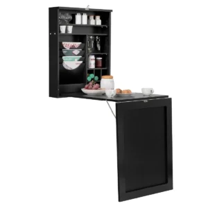 Wandtafel inklapbaar wandklaptafel met tafel multifunctionele bartafel eettafel wandmontage klapbureau keukentafel laptoptafel (zwart) 1