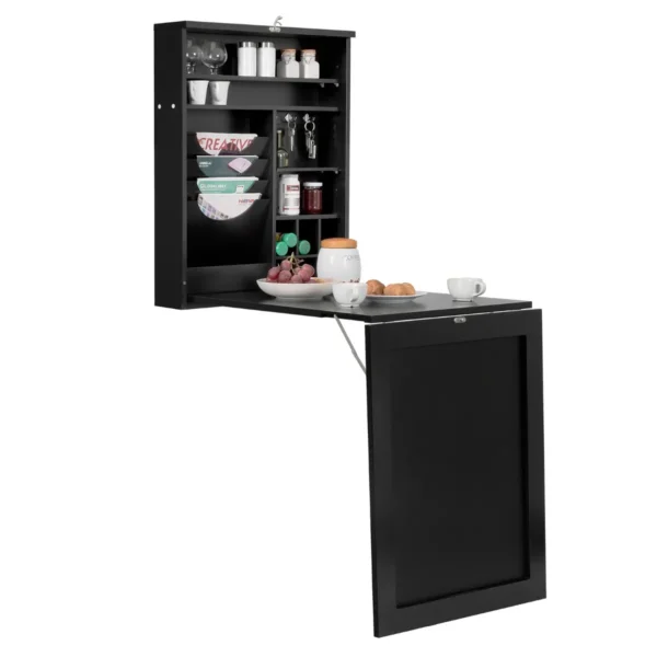 Wandtafel inklapbaar wandklaptafel met tafel multifunctionele bartafel eettafel wandmontage klapbureau keukentafel laptoptafel (zwart) 1