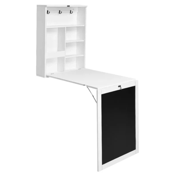 Wandtafel uitklapbare muur opklaptafel convertible bureau met krijtbord wit 60 x 15.5 x 75 cm 1