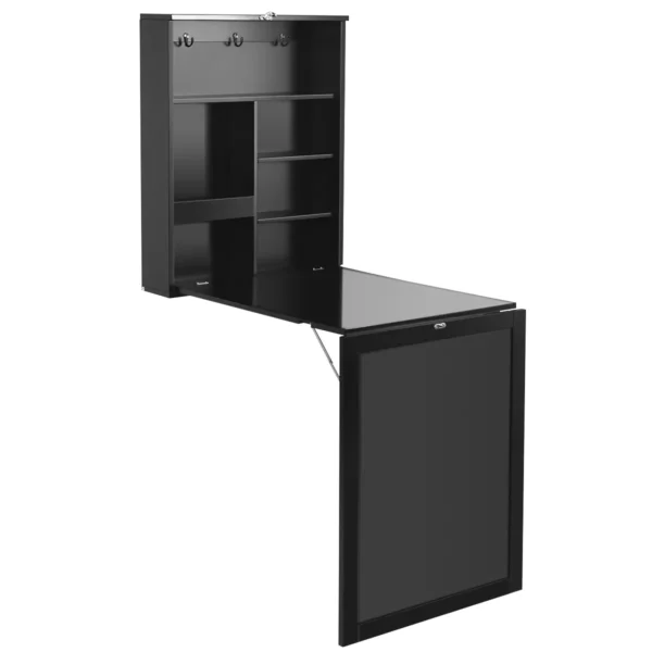 Wandtafel uitklapbare muur opklaptafel convertible bureau met krijtbord wit/zwart 60 x 15.5 x 75 cm zwart 2