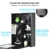 Wandtafel uitklapbare muur opklaptafel convertible bureau met krijtbord wit/zwart 60 x 15.5 x 75 cm zwart 4