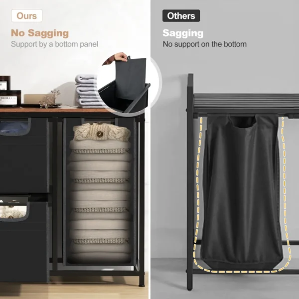 Wasmand wasverzamelaar met plank 75 l wassorteerder met 3 afneembare vakken en metalen frame voor bijkeuken badkamer 3 vakken 4