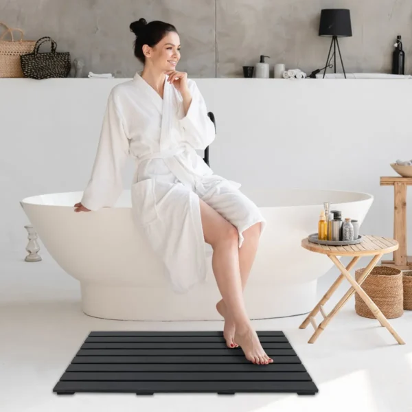 Waterdichte badmat grote douchemat 100 x 60 cm met antislipstructuur robuuste wpc vloermat voor badkamer douche buiten 7