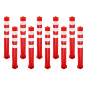 Wegwijzer 10 stuks tpr slagboomkegels 65,5 cm veiligheidsbarrière met reflecterende strips en installatie accessoires voor oprit 1