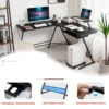 Werkbureau l vormig computerbureau met verplaatsbare standaard zwart 7