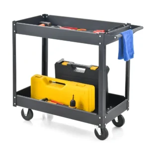 Werkplaatswagen met 2 etages gereedschapswagen met handgreep werkplaatswagen van metaal 85 x 41 x 79 cm (zwart) 1