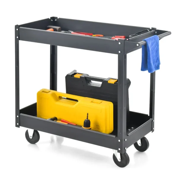 Werkplaatswagen met 2 etages gereedschapswagen met handgreep werkplaatswagen van metaal 85 x 41 x 79 cm (zwart) 1