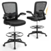 Werkstoel bureaustoel zithoogte 55 75 cm hoge draaistoel ergonomische computerstoel bureaustoel met hoge rugleuning zwart 1