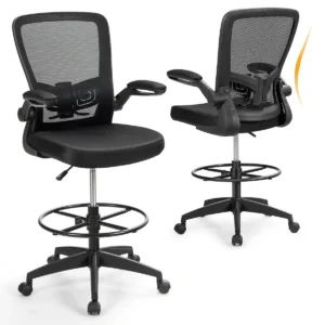 Werkstoel bureaustoel zithoogte 55 75 cm hoge draaistoel ergonomische computerstoel bureaustoel met hoge rugleuning zwart 1