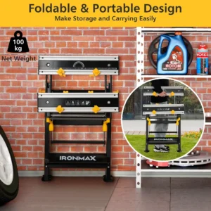 Werktafel inklapbaar in hoogte verstelbaar kantelbaar werkbank met aluminium frame spantafel 1