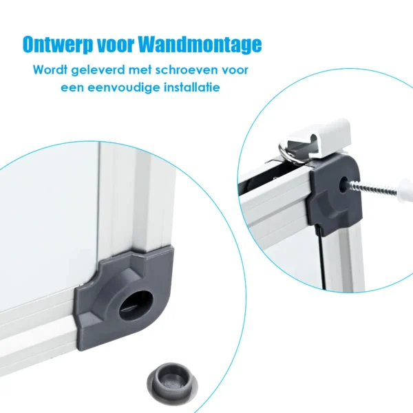 Whiteboard magneetbord schrijfbord wandbord memobord met aluminium frame (70x50 cm) 5